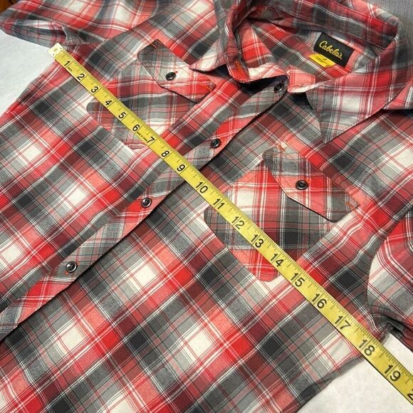 Cabela’s Button Down Shirt Women’s Sz Small Red Plaid Long Sleeve Fitted Hiking - Picture 5 of 7